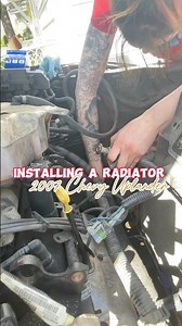 Installing a Radiator 2007 Chevy Uplander #autorepair#girlmechanic#radiator#partsinstall #carparts