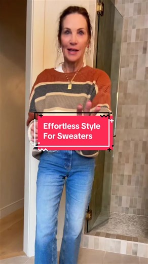 How to style a sweater without looking frumpy. This is one of my favorite sweaters. It’s on sale in my TikTok shop❤️ #sweaters #sweaterstyle #winterfashiontrends #holidayhauls #over60club