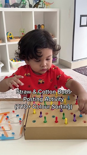 Colour Sorting Activity with Straw & Cotton Buds