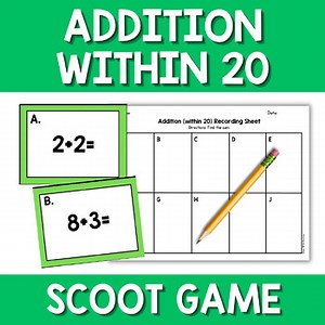 Basic Addition within 20 Fact Fluency Scoot Game Task Cards Centers Small Groups