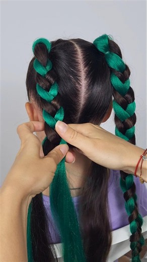 How to Make High Braided Ponytails with Green Braiding Hair – Easy Tutorial #braidinghair