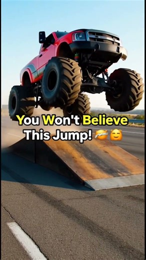 Monster truck madness 🚚💨Would you try this jump?