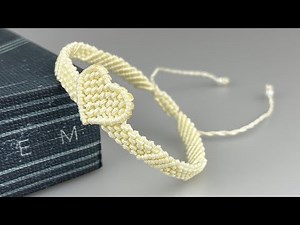 DIY heart macrame bracelet with double half hitch knot | Easy macrame bracelet for beginners【A048】