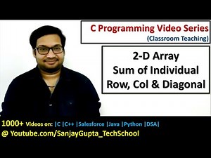 Calculate Sum of Individual Row, Column and Diagonal of matrix in C language | C programming videos
