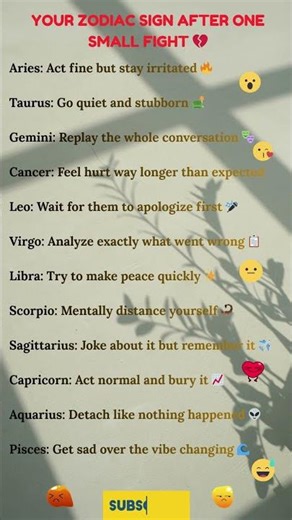Your Zodiac Sign After One Small Fight 💔