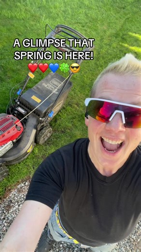 OMG so happy!!! SUN WARM!!! Mower out!!! Spring is coming!!! #themollymohawkshow #mowingthelawn