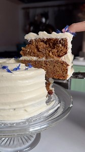 Save this Courgette Cake recipe! Like a carrot cake but lighter texture 👌 150g light muscovado sugar 150ml sunflower oil 150g self raising flour 3 medium eggs 120g grated courgette 100g sultanas 1/2 tsp bicarbonate of soda 1 tsp ground cinnamon 200g soft unsalted butter 500g unrefined icing sugar, sieved 100g cream cheese, at room temperature 1 tsp vanilla bean paste 2 x 6 or 7” round cake tins, greased, base and side lined Bowls Whisk Wooden spoon Cake plate, board or stand Medium sized offset