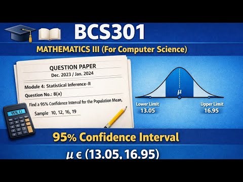 95% Confidence Interval for Mean | Small Sample | BCS301 Mathematics III | VTU