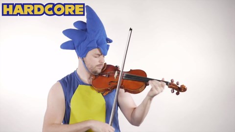 sonic the hedgehog theme: 4 levels of violin