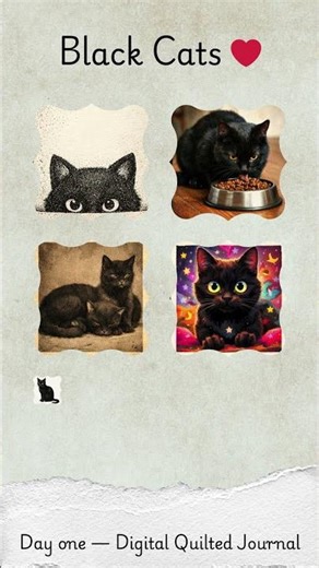 Day one — Digital Quilted Journal black Cats