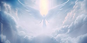 Angel flying in the sky above the clouds 4K Video