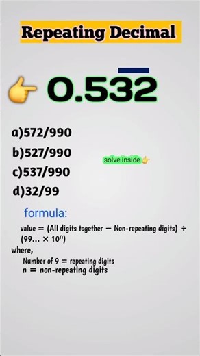 Recurring decimals 🤯 #maths #repeatingnumbers #shorts #shortsfeed #education #exams
