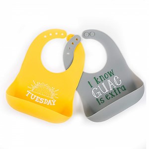 [Hot Item] Manufacturer Custom Print Drool Bibs Silicon Baby Bib with Catcher