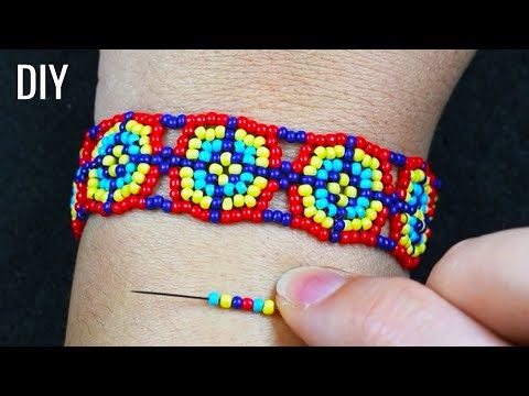 Easy Seed Bead Bracelet Tutorial | Colorful Square Pattern!