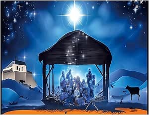 YYNXSY 10X8FT Fabric Nativity Scene Backdrop Christmas Star Night Star of Bethlehem Over Desert Birth of Jesus Background Christmas Nativity Decorations Religious Belief Bible Story Photo YY-3904