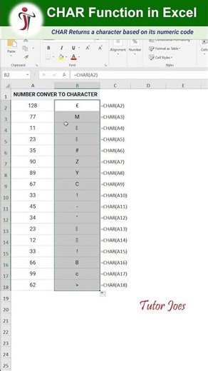 CHAR in Excel