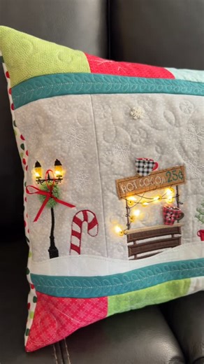 Karlie Belle on Instagram: "We completed our Candy Cane Lane bench pillow today from @kimberbelldesigns This is one of their cutest projects and what made me fall in love with Kimberbell years ago. It feels so good to be finally done 🙌. You can get all of the details on this sew along including supplies and class recordings on my website, karliebelle.com"