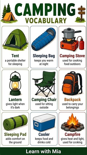 9 Camping Essentials You Need to Know in English 🏕️🔥
