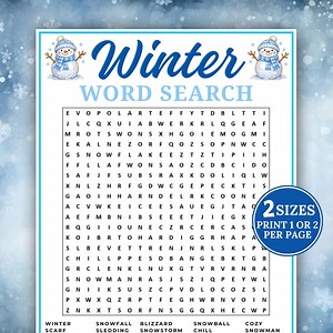 Winter Word Search Game, Winter Party Game, Word Search Puzzle for Kids & Adults, Classroom Activity, Word Find,winter Worksheet,winter Game - Etsy
