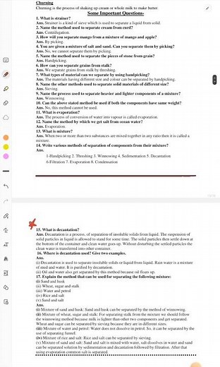 Class6 Science CH-3 NOTES, IMP. QUESTIONS