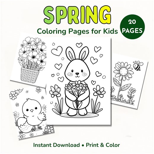Spring Coloring Pages for Kids | Printable Spring Activity | Toddler Coloring Pack | Preschool Worksheets Instant Download PDF - Etsy