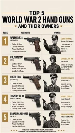 The Pistols That Changed WW2 — Carried by THESE Legends, #history,#ww2, #shorts