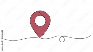 animated single line drawing of location marker, map pin line art animation