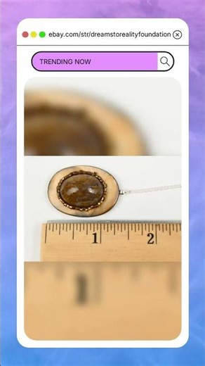 Sterling Gold Oyster Shell Pendant, Brown Jasper & Bronze Crystal, 18" Chain