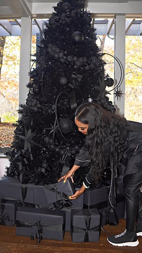 Faux Floral Design Co. ® on Instagram: "This black tree is SEXY!!! This tree was designed for a male. Bachelor pad, tuxedo style. They didn’t want too much or anything too feminine. We kept it very simple. This is another tree that went viral on social media last year!!! We are so excited to see the creativity this year with trees. 😍 Faux Real They’re Fake.. TM Custom to complement any style. #interiordesign #interiordesigner #fauxflowers #interiorflowers #decor #creative #design #christmas #ch