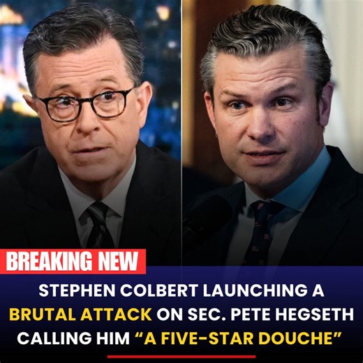 "Stephen Colbert did not hold back during his latest monologue, launching a brutal attack on Fox News personality Pete Hegseth. 🚀 Full story in the comment below👇 In a shocking moment that had the audience roaring, Colbert didn’t mince words, calling Hegseth “a five-star douche” in one of his harshest jabs to date. But that wasn’t all. As the tension in the studio mounted, Colbert delivered a scathing follow-up that left everyone on edge, hinting at deeper animosities and a clash of egos that 
