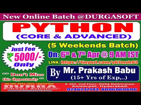 PYTHON (5 Weekends Batch) Online Training @ DURGASOFT