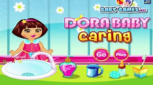 Dora the explorer Games -  Dora Baby Caring Game - Walkthrough