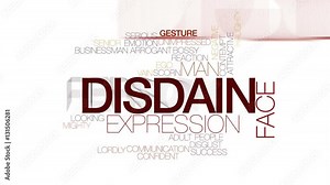 Disdain animated word cloud. Kinetic typography.