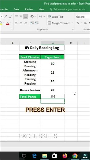 Find Total Pages Read in Excel #spreadsheetmagic