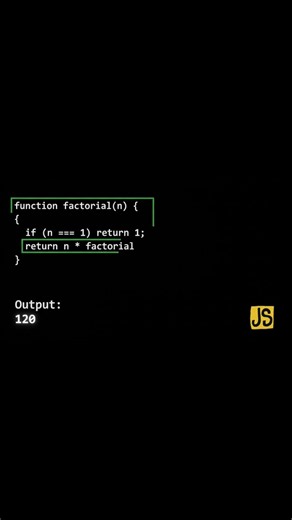 🚀 Recursive Functions Explained in 60 Seconds | JavaScript Factorial Example#shorts #facts