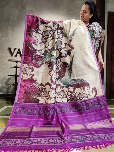 4.8K views · 30 reactions | This elegant cream Kanchivaram silk saree...