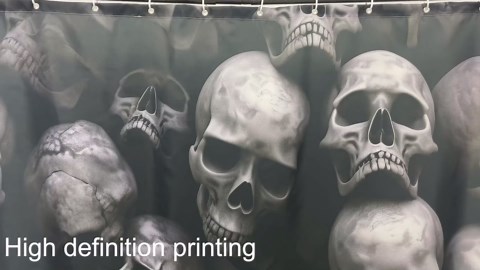 Halloween Shower Curtain Dead Skull Gothic Dark Grey Horrifying Weird Theme Spooky Vintage Skeleton Bathroom Decor Set Machine Washable Waterproof Fabric 72 x 78 Include Hooks
