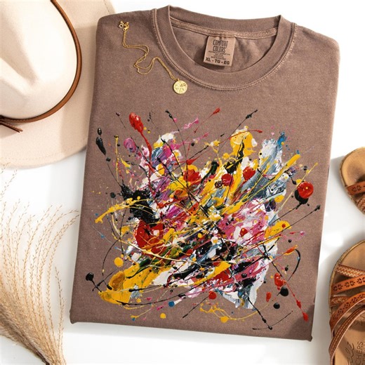 Abstract Paint Splatter Art Shirt for Women, Colorful Expressionist Graphic Tee, Modern Artistic Streetwear, Bold Creative Design T-shirt - Etsy