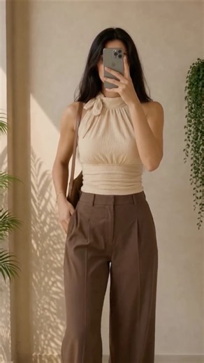 Office wear, but make it effortlessly chic 🤎✨#ootd #ootdguide #casualchic #minimalstyle