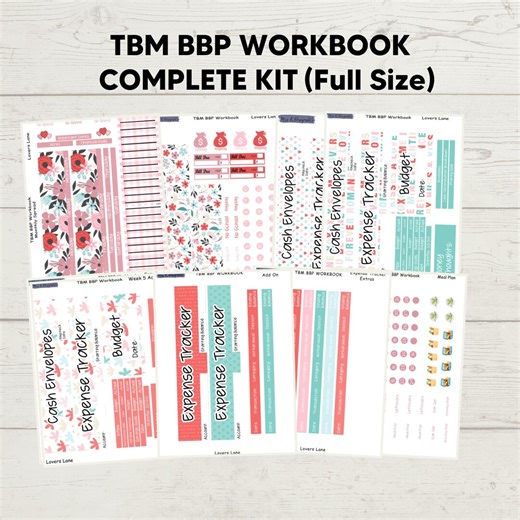 TBM BBP Workbook Full Size Monthly Sticker Kit, Lovers Lane - Etsy