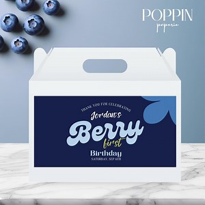 EDITABLE Favor Box Labels - Blueberry Gable Labels - Berry First Birthday 6x3- Berry Sweet Birthday Favor Labels - Canva - Avery Compatible - Etsy