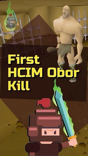 My 1st HCIM OSRS Obor Kill in 60s #SHORTS