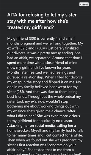 4.2K views · 3 comments | AITA for refusing ☺️ to let my sister stay with me after how she’s treated  my girlfriend? | Reddit Tale Repository | Facebook