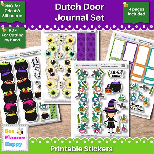 Printable Dutch Door Journal Sticker Set for Creating Cute Halloween October Dutch Door Pages - Etsy
