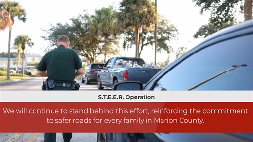 S.T.E.E.R. Operation – August 21, 2025 On Thursday, August 21, 2025, the Marion County Sheriff’s Office joined forces with the Florida Highway Patrol and the Ocala Police Department for a multi-agency S.T.E.E.R. (Safety Through Engineering, Education, and Responsibility) operation. This month’s operation led to: • 177 Traffic Stops • 139 Citations Issued • 41 Warnings Given • 7 Arrests Made The goal of S.T.E.E.R. is simple but critical: to save lives by reducing crashes and preventing tragedies 