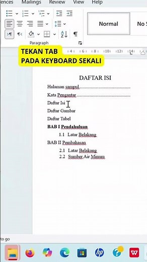 Cara Cepat Buat Titik Daftar Isi di Word! #Short#TutorialWord #Skripsi #proposal