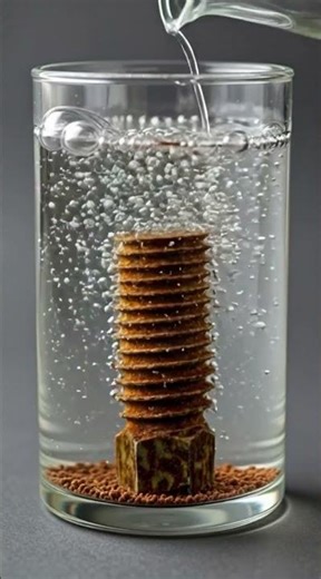 Extreme Macro Rust Removal on Threaded Rod | Powerful Acid Reaction & Heavy Bubbling #RustRemoval