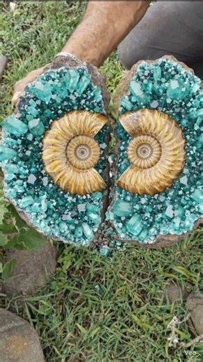 Rare Ammonite Fossil & Emerald Crystal Geode Discovery 💎🐚 #crystal