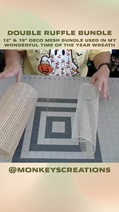 12” double folded ruffle and 19” woodland ruffle deco mesh bundle. More information in the comments. #wreath #protips #howto #decomesh | Monkey’s Creations