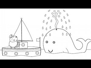 Draw and Color Ocean Whale Peppa Coloring Pages. Learning Basic Colors with Peppa Pig Coloring Book.